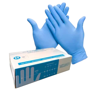GUANTE DE NITRILO PARA EXAMEN SENSITIVE «NO ESTERIL» COLOR AZUL – MEDIANO (M),